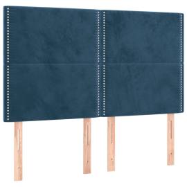 Pat box spring cu saltea, albastru închis, 140x200 cm, catifea, 6 image