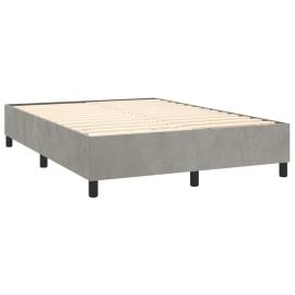 Pat box spring cu saltea, gri deschis, 140x190 cm, catifea, 4 image