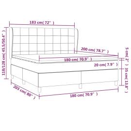 Pat box spring cu saltea, gri deschis, 180x200 cm, catifea, 7 image