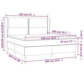 Pat box spring cu saltea, gri deschis, 180x200 cm, catifea, 7 image