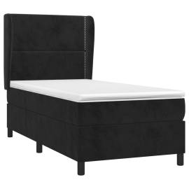 Pat box spring cu saltea, negru, 90x190 cm, catifea, 3 image