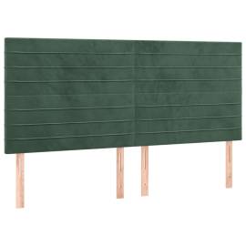 Pat box spring cu saltea, verde închis, 200x200 cm, catifea, 6 image
