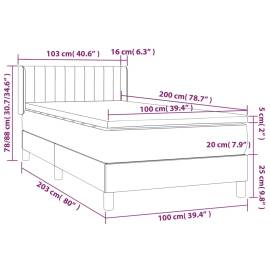 Pat box spring cu saltea, gri deschis, 100x200 cm, textil, 7 image