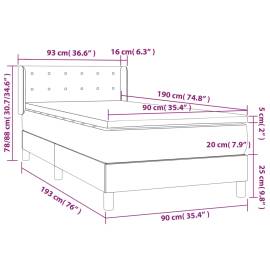 Pat box spring cu saltea, gri închis, 90x190 cm, textil, 7 image