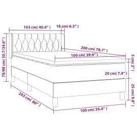 Pat box spring cu saltea, crem, 100x200 cm, textil, 7 image