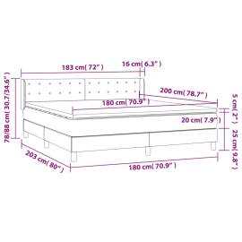 Pat box spring cu saltea, gri deschis, 180x200 cm, catifea, 7 image