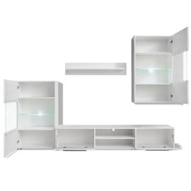 Set mobilier comodă tv de perete, 5 piese, iluminare led, alb, 7 image
