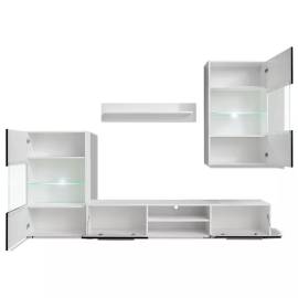 Set mobilier comodă tv de perete, 5 piese, iluminare led, negru, 7 image
