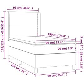 Pat box spring cu saltea, gri închis, 90x190 cm, textil, 7 image