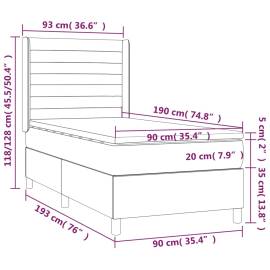 Pat box spring cu saltea, gri închis, 90x190 cm, textil, 7 image