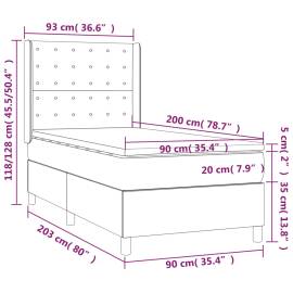 Pat box spring cu saltea, albastru, 90x200 cm, textil, 7 image