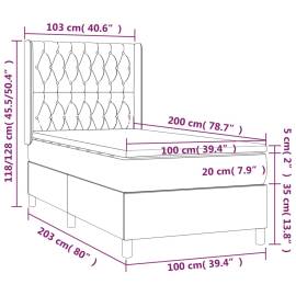 Pat box spring cu saltea, gri închis, 100x200 cm, textil, 7 image