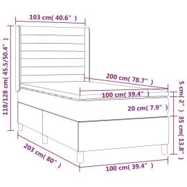 Pat box spring cu saltea, crem, 100x200 cm, textil, 7 image