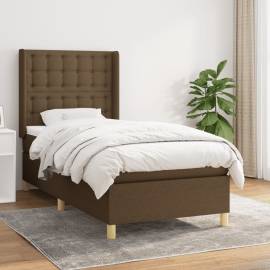 Pat box spring cu saltea, maro închis, 90x190 cm, textil