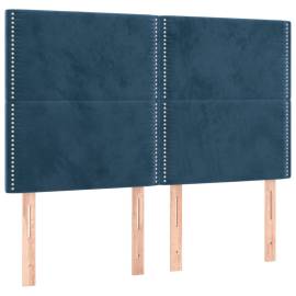 Pat box spring cu saltea, albastru închis, 140x190 cm, catifea, 6 image