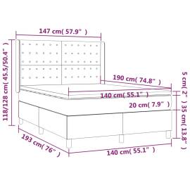 Pat box spring cu saltea, gri închis, 140x190 cm, catifea, 7 image