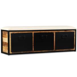 Bancă depozitare 3 sertare, lemn masiv de mango, 120x30x40 cm, 5 image