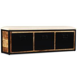 Bancă depozitare 3 sertare, lemn masiv de mango, 120x30x40 cm, 4 image