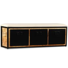 Bancă depozitare 3 sertare, lemn masiv de mango, 120x30x40 cm, 6 image