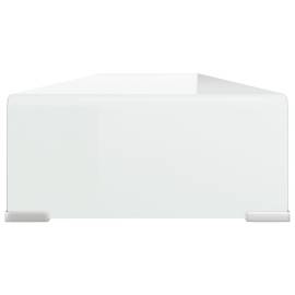 Stand tv/suport monitor, sticlă, alb, 120x30x13 cm, 4 image