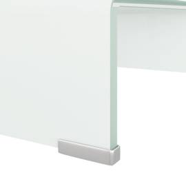 Stativ tv/monitor, sticlă, 40x25x11 cm, alb, 5 image