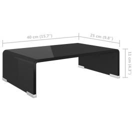 Stativ tv/suport monitor, sticlă, 40 x 25 x 11 cm, negru, 6 image