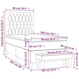 Pat box spring cu saltea, gri închis, 90x200 cm, textil, 8 image