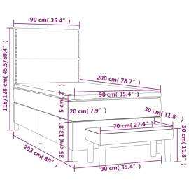 Pat box spring cu saltea, albastru, 90x200 cm, textil, 8 image