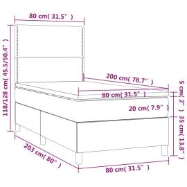 Pat box spring cu saltea, negru, 80x200 cm, catifea, 6 image