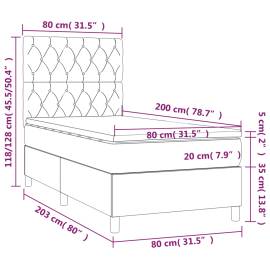 Pat box spring cu saltea, crem, 80x200 cm, textil, 6 image