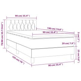 Pat box spring cu saltea, maro închis, 90x190 cm, textil, 7 image