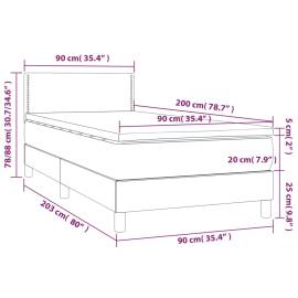 Pat box spring cu saltea, gri închis, 90x200 cm, catifea, 7 image