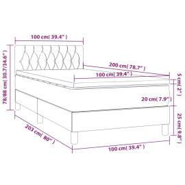 Pat box spring cu saltea, crem, 100x200 cm, textil, 7 image