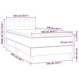 Pat box spring cu saltea, maro închis, 100x200 cm, textil, 7 image