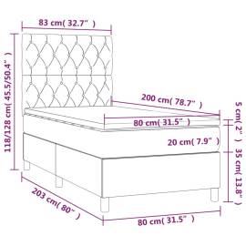 Pat box spring cu saltea, maro închis, 80x200 cm, textil, 6 image