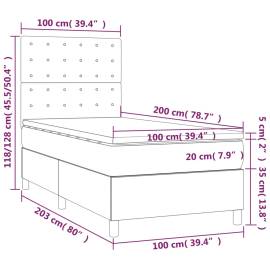 Pat box spring cu saltea, crem, 100x200 cm, textil, 6 image