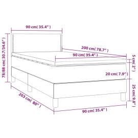 Pat box spring cu saltea, maro, 90x200 cm, piele ecologică, 7 image