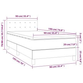 Pat cu arcuri, saltea și led, gri, 90x190 cm, piele ecologică, 8 image