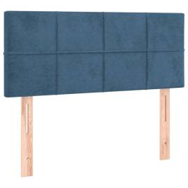 Pat box spring cu saltea, albastru închis, 90x200 cm, catifea, 6 image