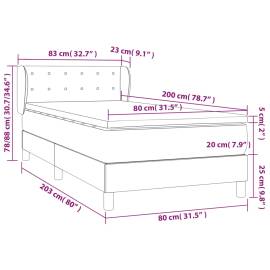 Pat box spring cu saltea, gri, 80x200 cm, piele ecologică, 7 image