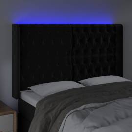Tăblie de pat cu led, negru, 147x16x118/128 cm, catifea, 4 image