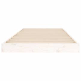 Cadru de pat mic single 2ft6, alb, 75x190 cm, lemn masiv de pin, 5 image