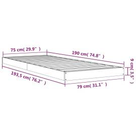 Cadru de pat mic single 2ft6, alb, 75x190 cm, lemn masiv de pin, 8 image