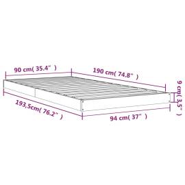 Cadru de pat single 3ft, 90x190 cm, lemn masiv de pin, 8 image