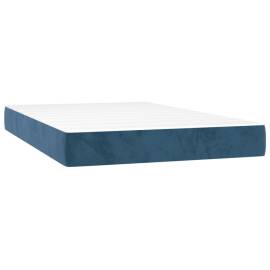 Pat box spring cu saltea, albastru închis, 120x200 cm, catifea, 5 image