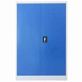 Dulap de birou, metal, 90 x 40 x 140 cm, gri și albastru, 4 image