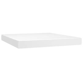 Pat box spring cu saltea, alb, 160x200 cm, piele ecologică, 5 image