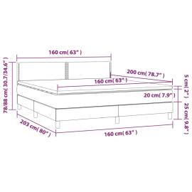 Pat box spring cu saltea, gri, 160x200 cm, piele ecologică, 7 image