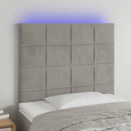 Tăblie de pat cu led, gri deschis, 100x5x118/128 cm, catifea