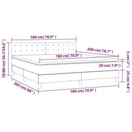 Pat box spring cu saltea, gri deschis, 180x200 cm, catifea, 7 image